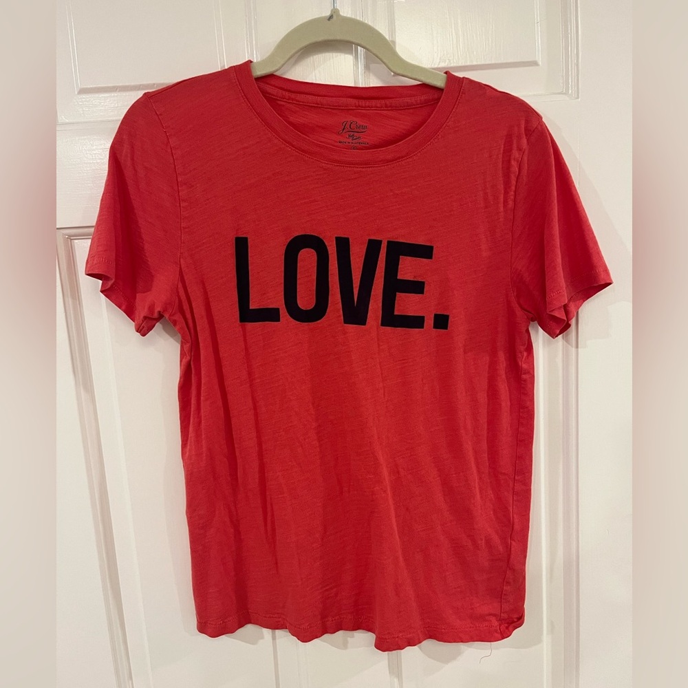 JCrew Red T-Shirt with Navy 'LOVE' Print